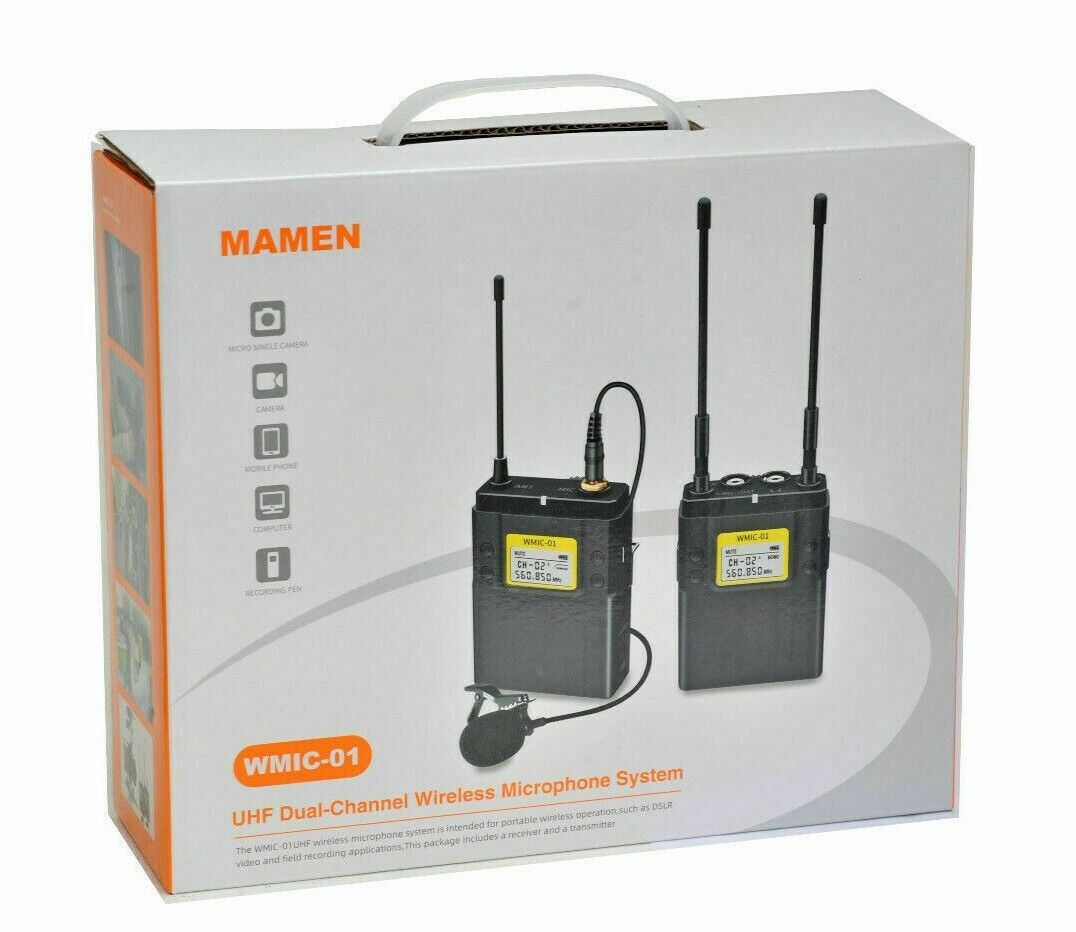 MAMEN WMIC-01 Professional UHF Dual-Channel Digital Wireless Microphone System