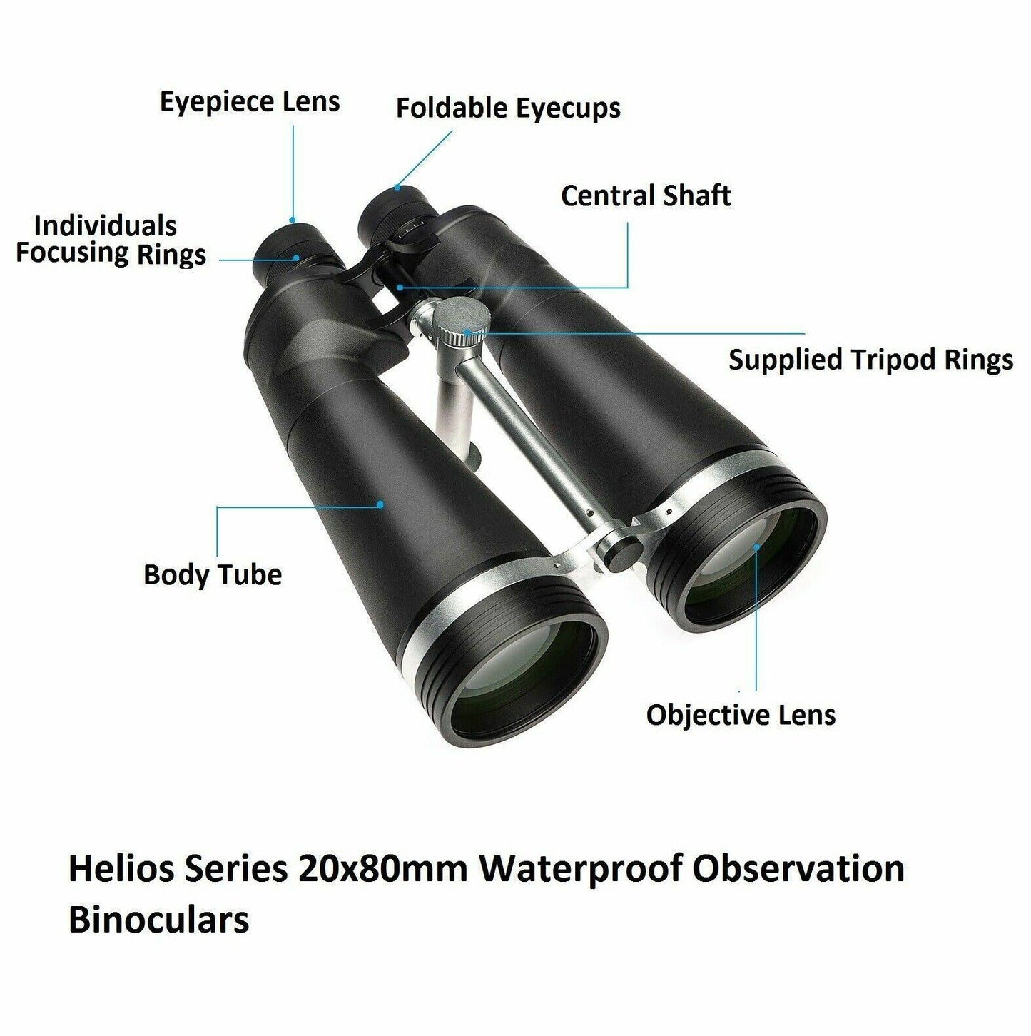 Helios Stellar II 20 x 80mm Waterproof Observation Binoculars #30149 (UK) BNIB