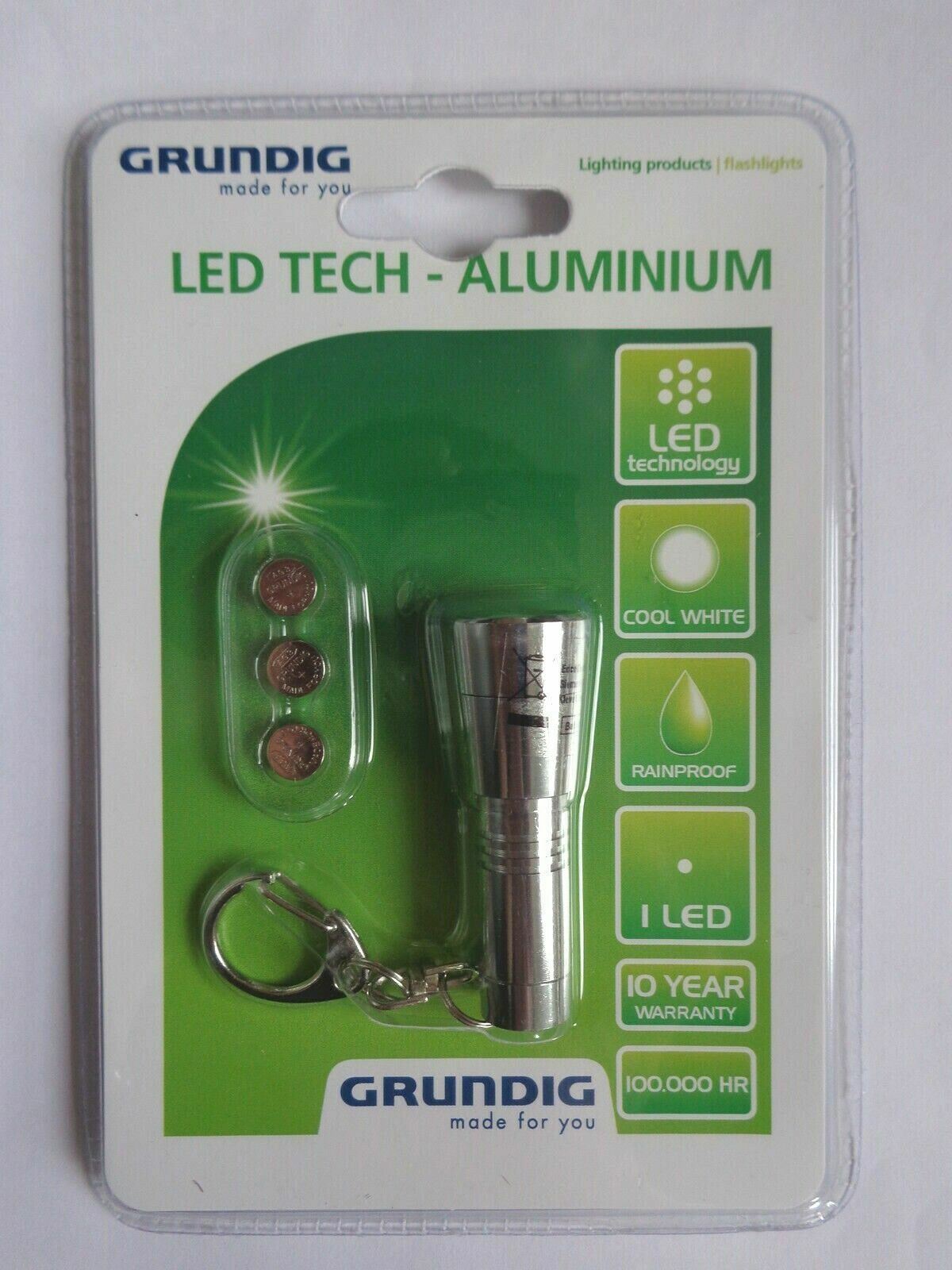 Grundig Mini Aluminium Torch 356414 (UK Stock) BNIP Miniature Button Cell Torch