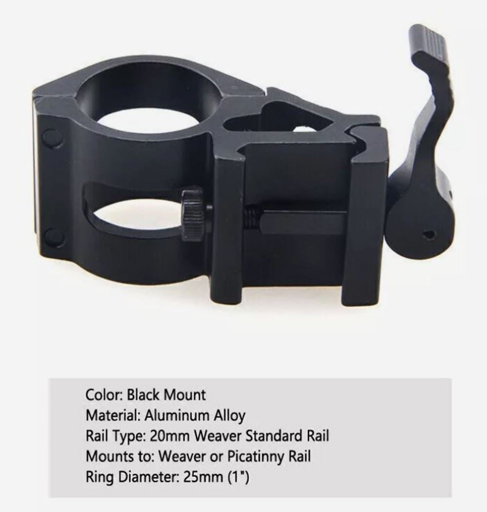 IR Torch Bracket Clamp for Picatinny Rail 20mm Offset Mount 45 Degree 25.4mm (UK