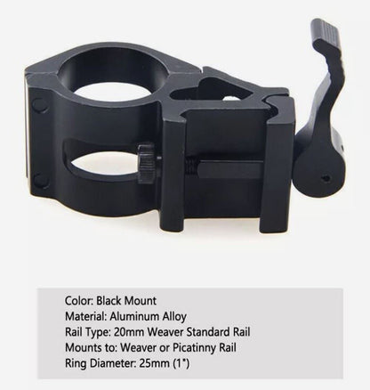 IR Torch Bracket Clamp for Picatinny Rail 20mm Offset Mount 45 Degree 25.4mm (UK