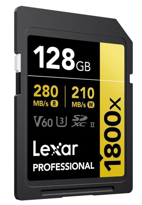 Lexar 128GB GOLD SDXC Memory Card Class 10 V60 UHS-II U3 Memory Card 280MB/S  4K