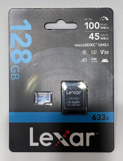 Lexar 128GB micro SDXC Blue series UHS-1 V30 U3 4K 100MB/s A1 (UK Stock) 633x NE