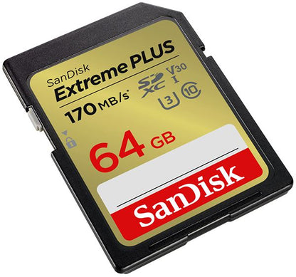 SanDisk 64GB Extreme Plus SDXC SD Card Class 10 UHS-3 4K Memory Card 170MB/S  UK
