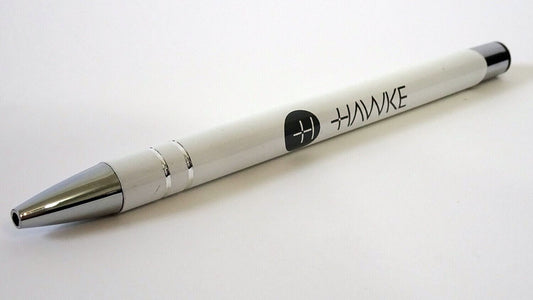 Hawke Optics Ballpoint Biro Pen with black ink White with Logo  (UK Stock)   NEW