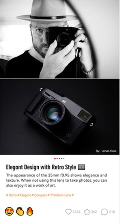 TTArtisan 35mm F0.95 Lens APS-C Format Sony E Mount Camera Black & Silver   (UK)