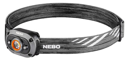 Nebo Mycro Head Torch lamp, & Cap Light 450 Lumen Turbo Mode Rechargeable - Grey