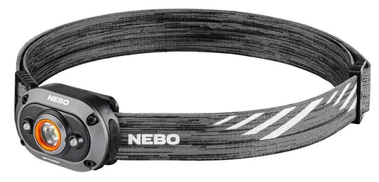 Nebo Mycro Head Torch lamp, & Cap Light 450 Lumen Turbo Mode Rechargeable - Grey
