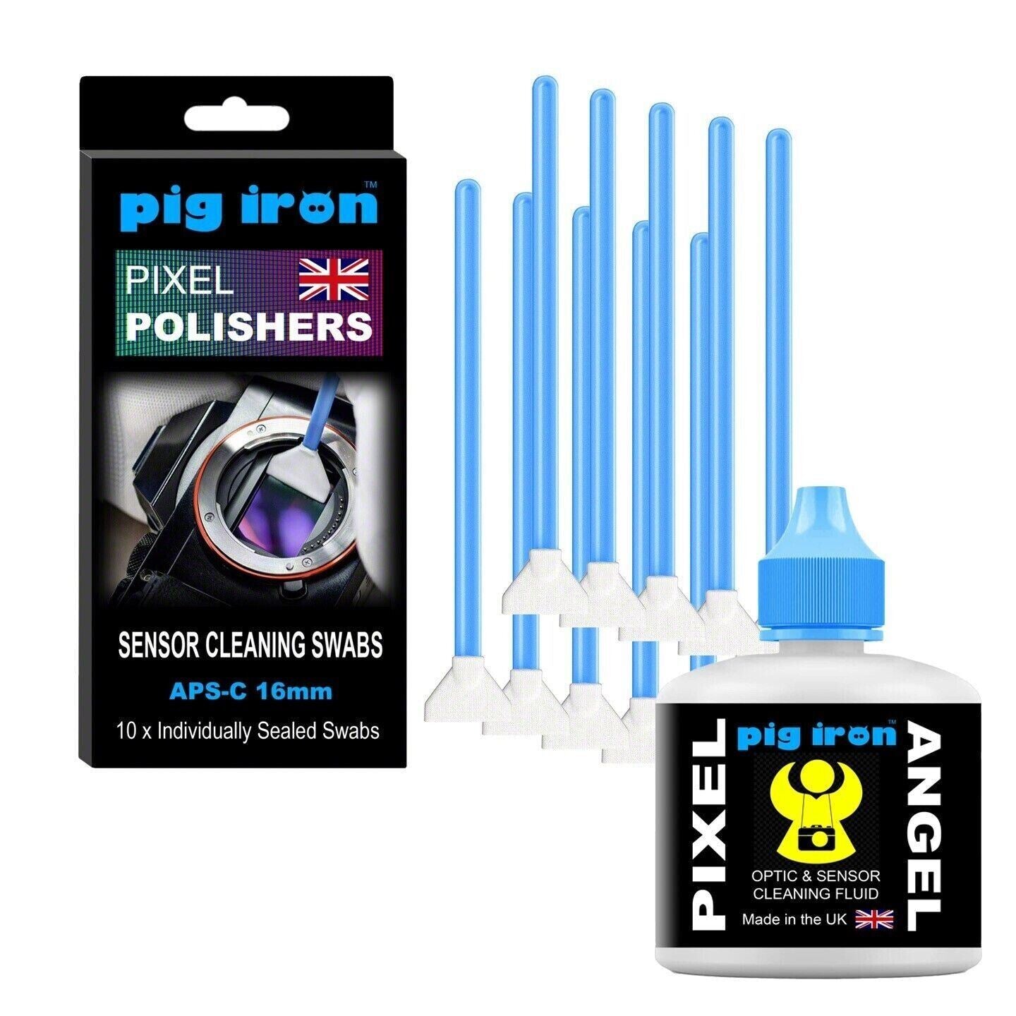 Pig Iron Pixel Polishers Sensor Cleaning KIT Swabs + PIXEL ANGEL fluid APS-C  UK