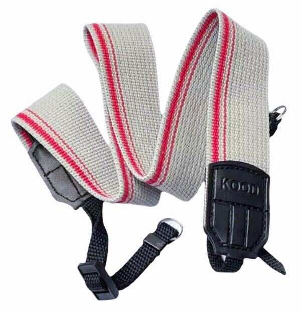 KOOD Retro Camera Strap for Digital / Film Cameras  3/8" Webbing in Grey and Red