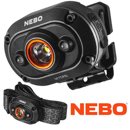 NEW Nebo Mycro Headlamp, & Cap Light 400 Lumen Turbo Mode Rechargeable (UK) BNIB