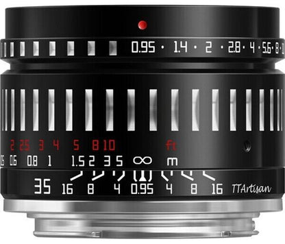 TTArtisan 35mm F0.95 Lens APS-C Format Fuji film X F Mount Camera Black & Silver