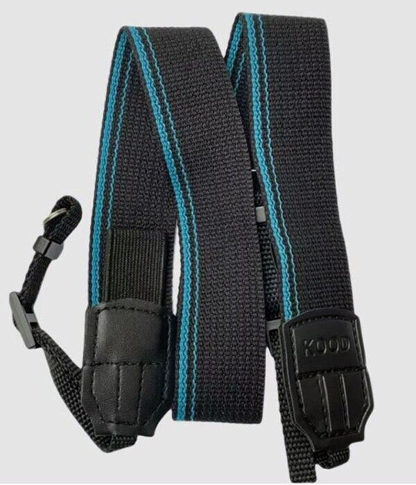 KOOD Retro Camera Strap for Digital / Film Cameras  3/8" Webbing Black with Blue