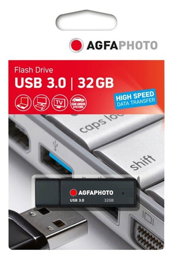 Agfa Photo 32Gb USB Flash Drive USB 3.0 in black Memory Stick  (UK Stock )  BNIP