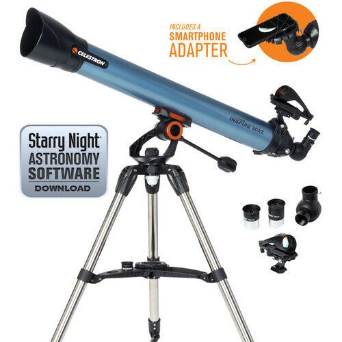 Celestron Inspire 80AZ 80mm f/11 Alt-AZ Refractor Telescope #22402 (UK Stock)NEW