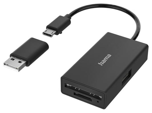 Hama USB Hub Card Reader, 3 Ports, USB-A, SD, microSD, Micro USB   #200125  (UK)