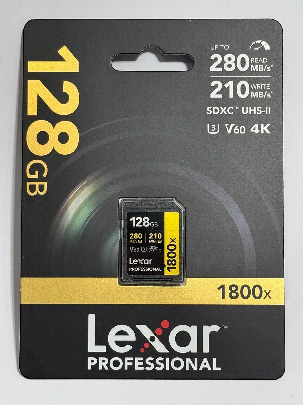 Lexar 128GB GOLD SDXC Memory Card Class 10 V60 UHS-II U3 Memory Card 280MB/S  4K