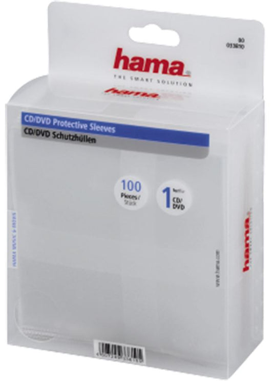 Hama CD / DVD Transparent Protective Sleeve (Pack 100) Anti-static (UK Stock)