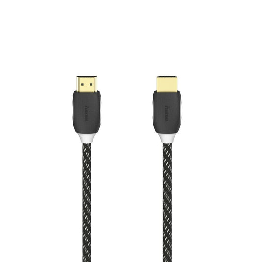Hama High Speed HDMI� 3 Metre Cable, Braided Fabric, Gold-plated, 4K (UK) 205447