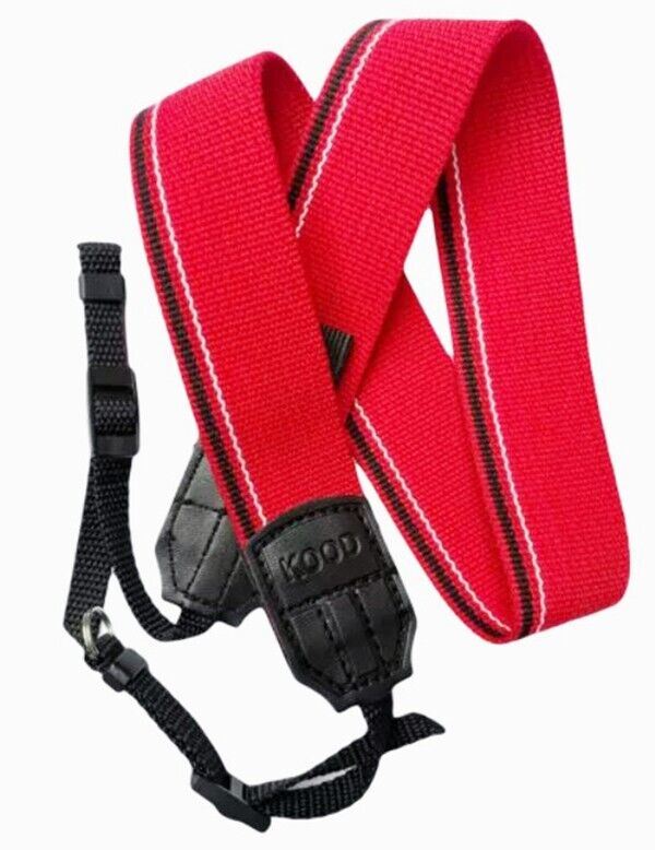KOOD Retro Camera Strap for Digital / Film Cameras  3/8" Webbing - Red and Black