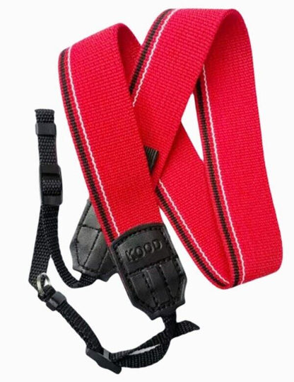 KOOD Retro Camera Strap for Digital / Film Cameras  3/8" Webbing - Red and Black