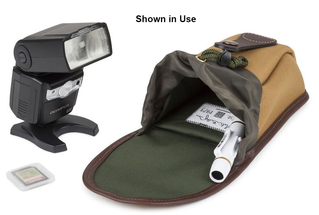 Billingham Avea 7 Compact End Pouch Pocket in Khaki FibreNyte/Tan Leather (Olive