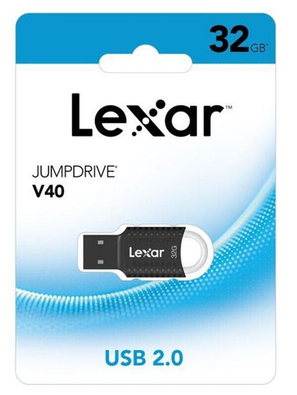 Lexar 32Gb USB Flash Jump Drive USB 2.0 V40 Memory Stick Black & Silver (UK) NEW