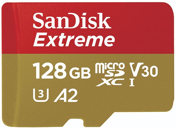 Sandisk Micro SDXC Extreme 128GB Memory Card Class 10 U3 190MB/s + Adapter  (UK)