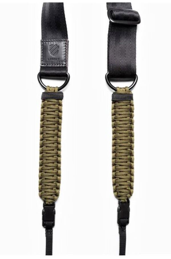 Langly Paracord +Webbing Camera Strap in Olive Green & Black #LANSSOLIVE (UK)NEW