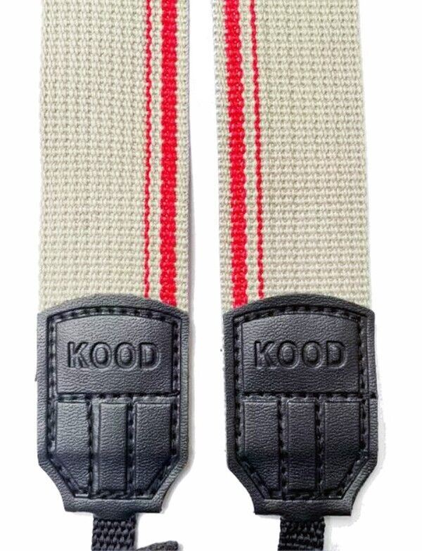 KOOD Retro Camera Strap for Digital / Film Cameras  3/8" Webbing in Grey and Red