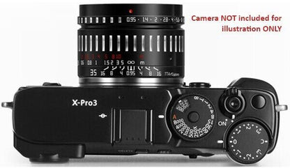TTArtisan 35mm F0.95 Lens APS-C Format Fuji film X F Mount Camera Black & Silver