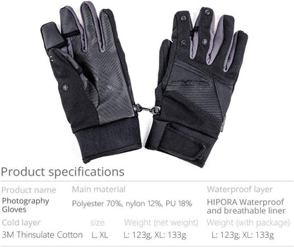 PGYTECH Unisex Photography Gloves Black and Grey Extra Large #PGM-108 (UK Stock)