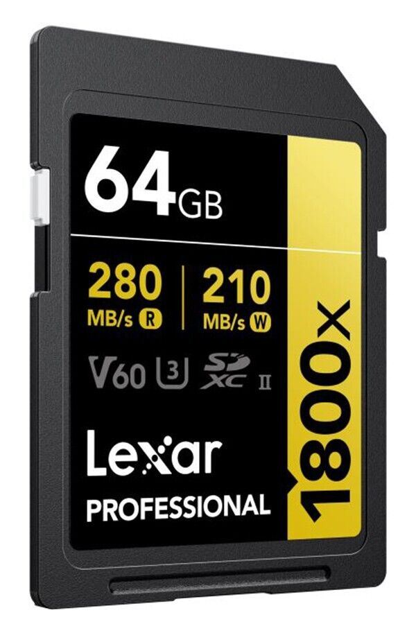 Lexar 64GB GOLD SDXC Memory Card Class 10 V60 UHS-II U3 Memory Card 280 MB/S  4K