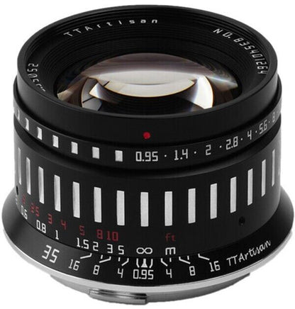 TTArtisan 35mm F0.95 Lens APS-C Format Sony E Mount Camera Black & Silver   (UK)