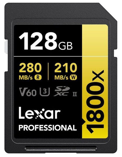 Lexar 128GB GOLD SDXC Memory Card Class 10 V60 UHS-II U3 Memory Card 280MB/S  4K