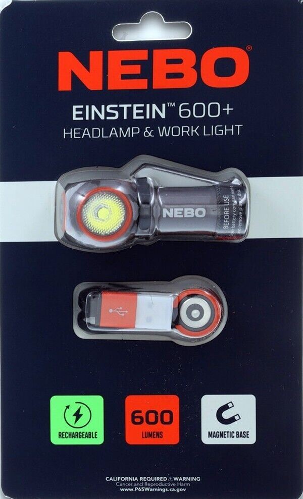NEBO Einstein 600+ Lumen Headlamp Work Light Torch Rechargeable (UK Stock)  BNIP