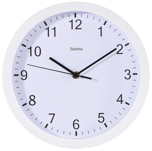 Hama Pure Wall Clock 25cm Silent Quiet in White Sweeping hands #186341 (UK) BNIB