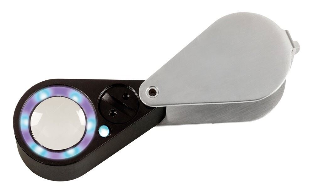 Opticron 10x Magnification 21mm Metal Jewellers Eye Loupe with LED & UV   #57107