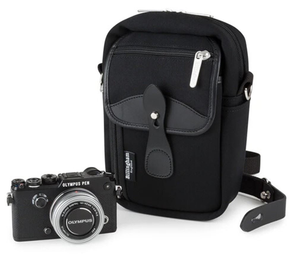 Billingham Airline Stowaway Camera Bag Case +  Strap - Black Canvas & Black UK S