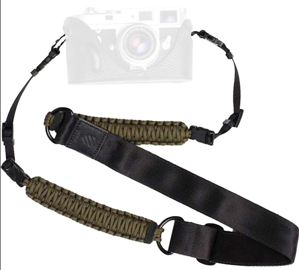 Langly Paracord +Webbing Camera Strap in Olive Green & Black #LANSSOLIVE (UK)NEW