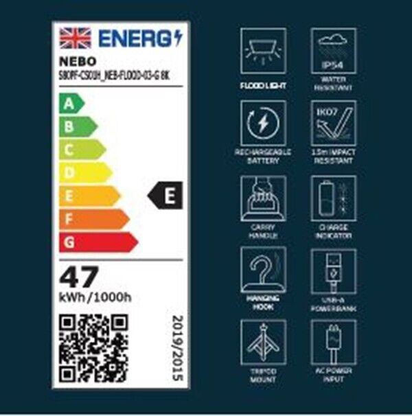 Nebo 8K Flood Light Rechargeable & mains IP54 Waterproof Site use(UK Stock) BNIB