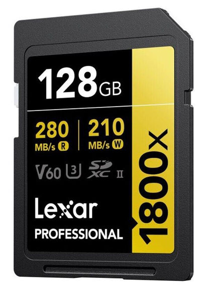 Lexar 128GB GOLD SDXC Memory Card Class 10 V60 UHS-II U3 Memory Card 280MB/S  4K