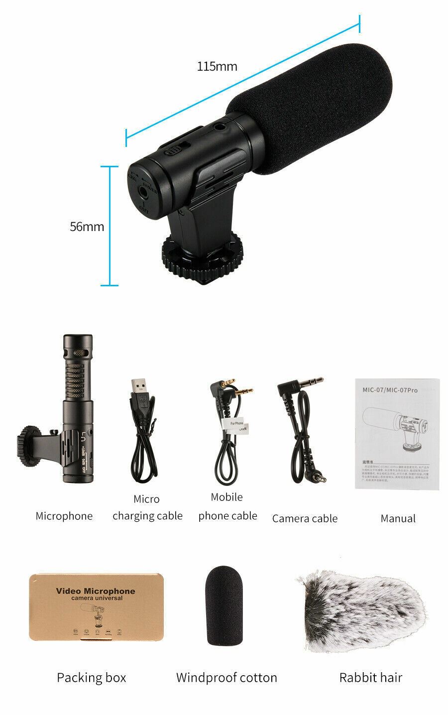 Mamen Mic-07 Pro Vlogging Video On Camera Microphone - DSLR Smartphone (UK) BNIB