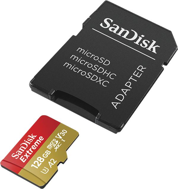 Sandisk Micro SDXC Extreme 128GB Memory Card Class 10 U3 190MB/s + Adapter  (UK)