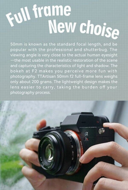 TTArtisan 50mm F2 Lens Full Frame Format Mount Canon EOS R RF Camera Black  (UK)
