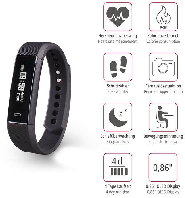 Hama Fit Track 1900 Fitness Tracker Pulse Meter Calories Sleep Analysis  FitBit