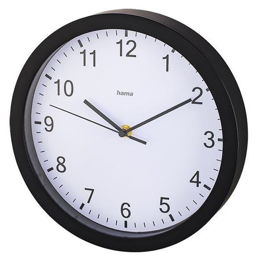 Hama Pure Wall Clock 25cm Silent Quiet in Black Sweeping hands #186338 (UK) BNIB