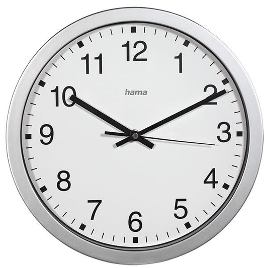 Hama Wall Clock Analogue Quartz Aluminium Frame white face   #186411  (UK)  BNIB