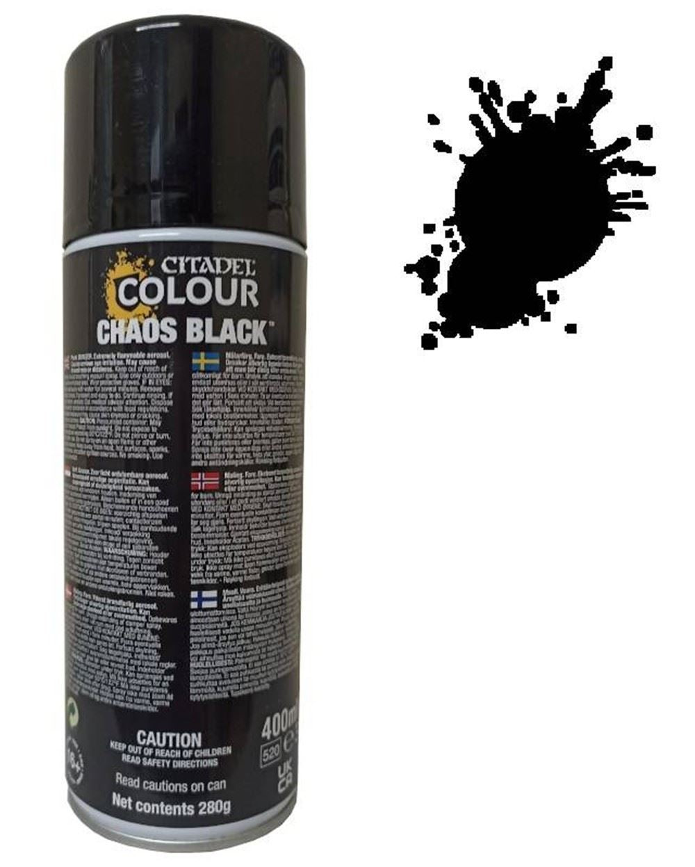 Citadel Colour Chaos Black Spray Paint 280g Games Workshop- Warhammer Miniature