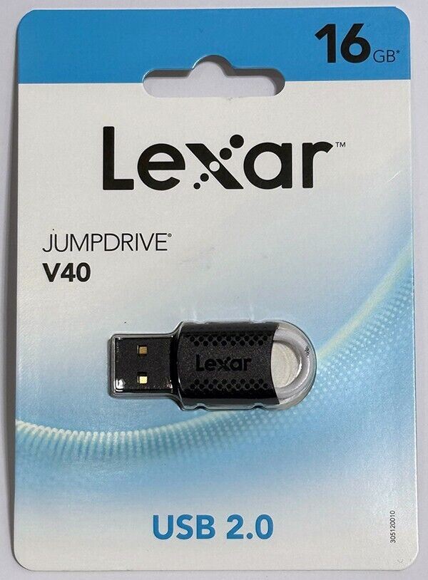Lexar 16Gb USB Flash Jump Drive USB 2.0 V40 Memory Stick Black & Silver (UK) NEW